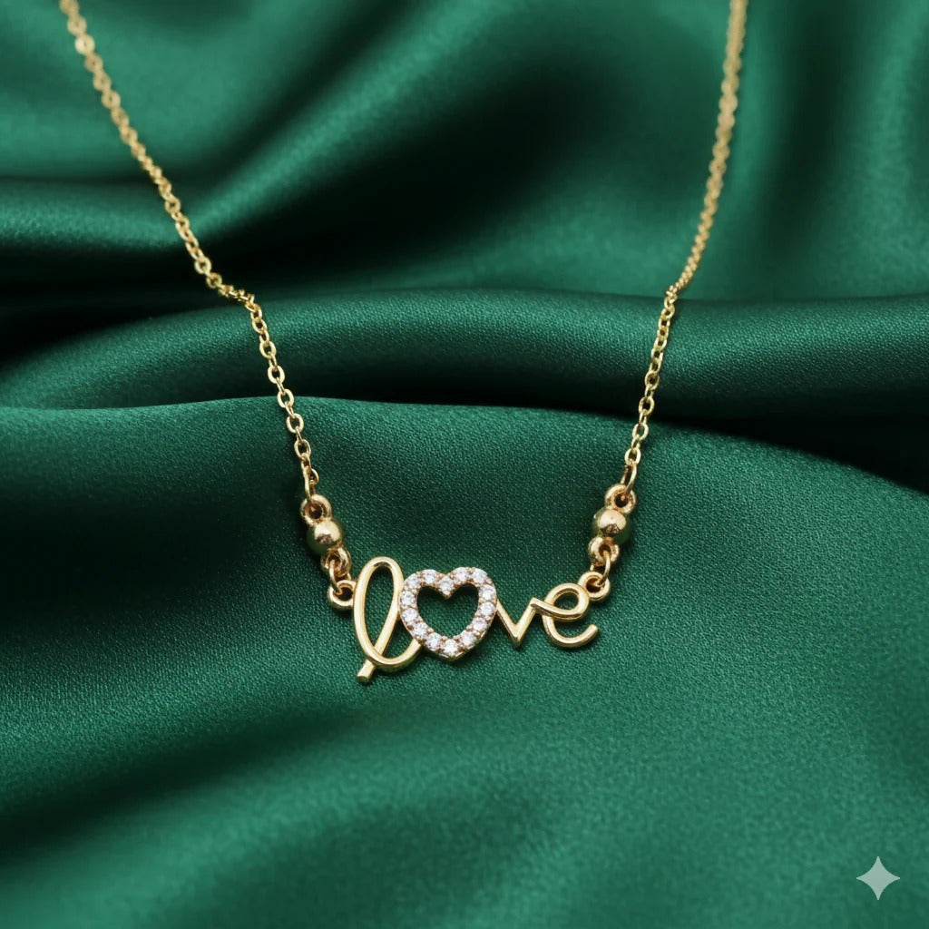 Gold Plated LOVE Heart Necklace