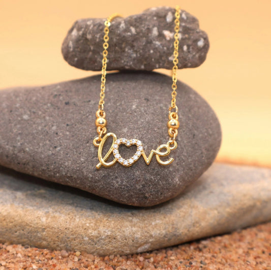 Gold Plated LOVE Heart Necklace